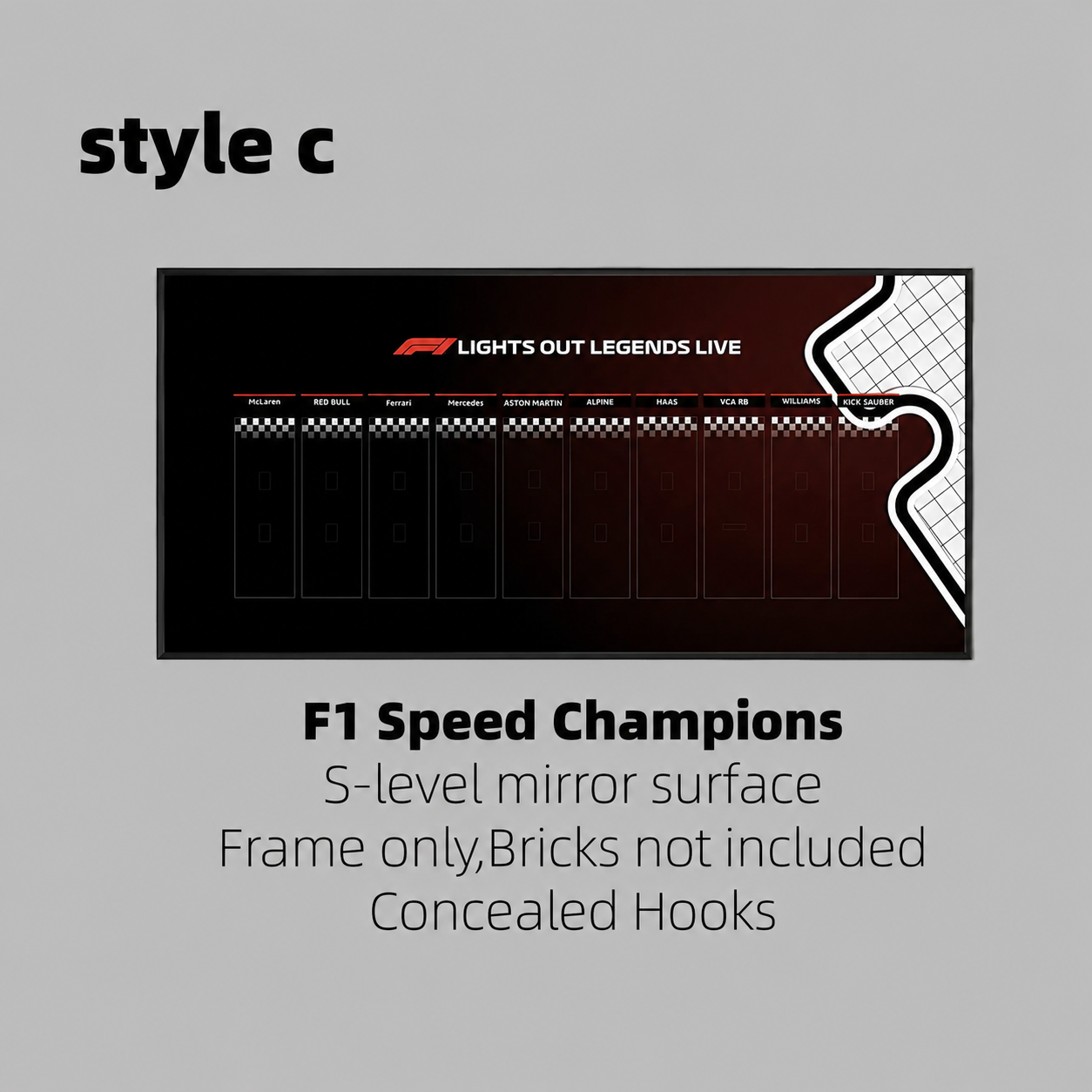 Wall Display Frame for LEGO® F1® Speed Champions F1 Cars Plus(Car not included)