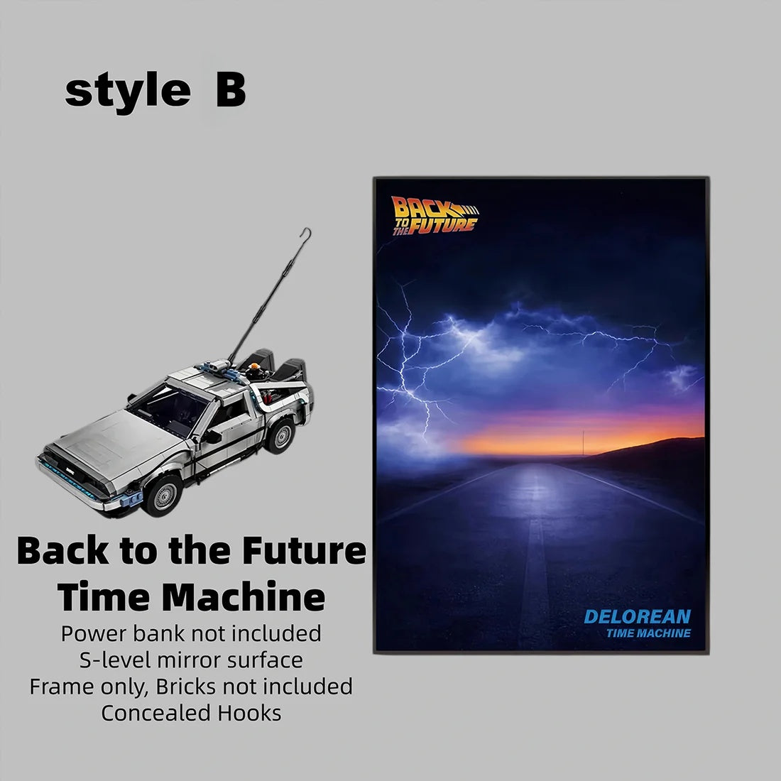 Wall Display frame for LEGO® ICONS™ 10300 Back to the Future Time Machine(Model Not Included)