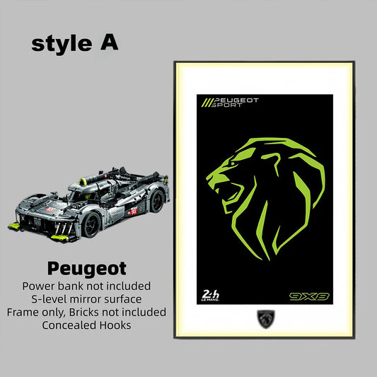 Wall Display Frame for LEGO® Technic™ 42156 Peugeot 9X8 (Model Not Included)