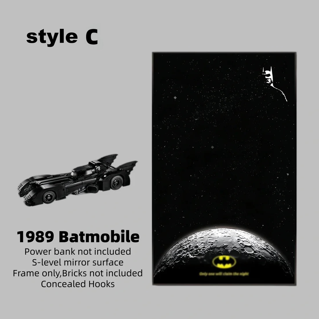 Wall Display Frame For LEGO® DC™ 1989 BATMOBILE 76139(Model Not Included)