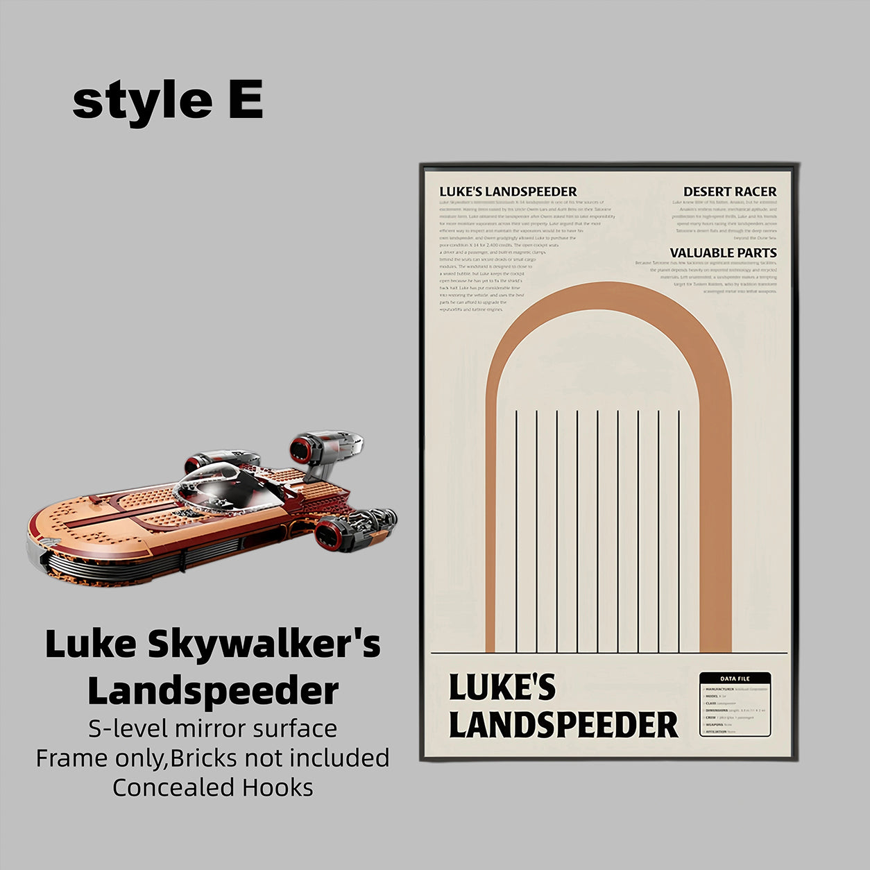 Wall Display Frame for LEGO® Star Wars Luke Skywalker’s Landspeeder™75341(Model Not Included)