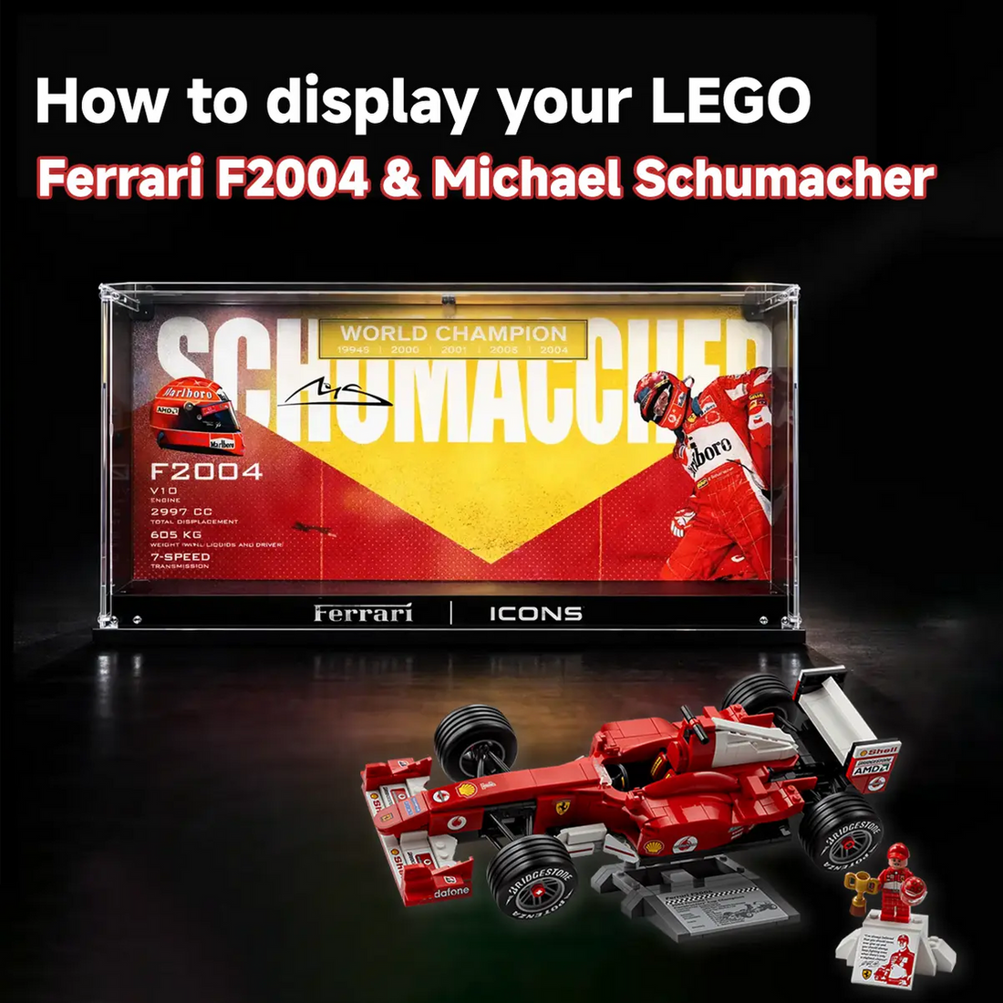 How to Display LEGO Icons 11375 Ferrari F2004 &amp; Michael Schumacher？The Best display way here!|Private Box