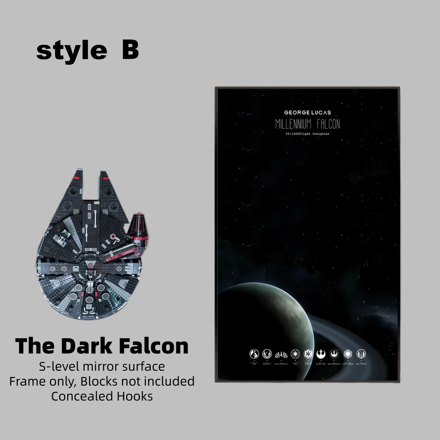 Display frame for LEGO® STAR WARS™ Dark Millennium Falcon 75389(Model Not Included)