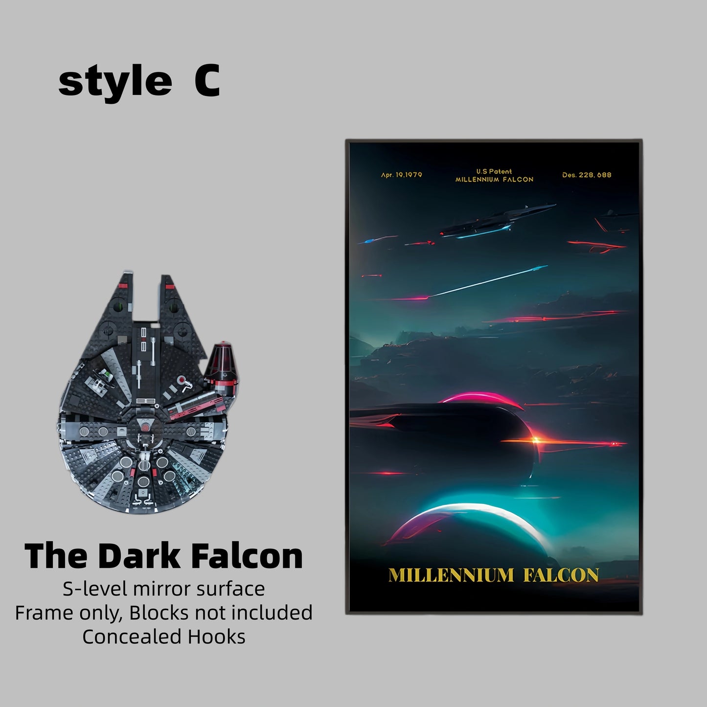 Display frame for LEGO® STAR WARS™ Dark Millennium Falcon 75389(Model Not Included)