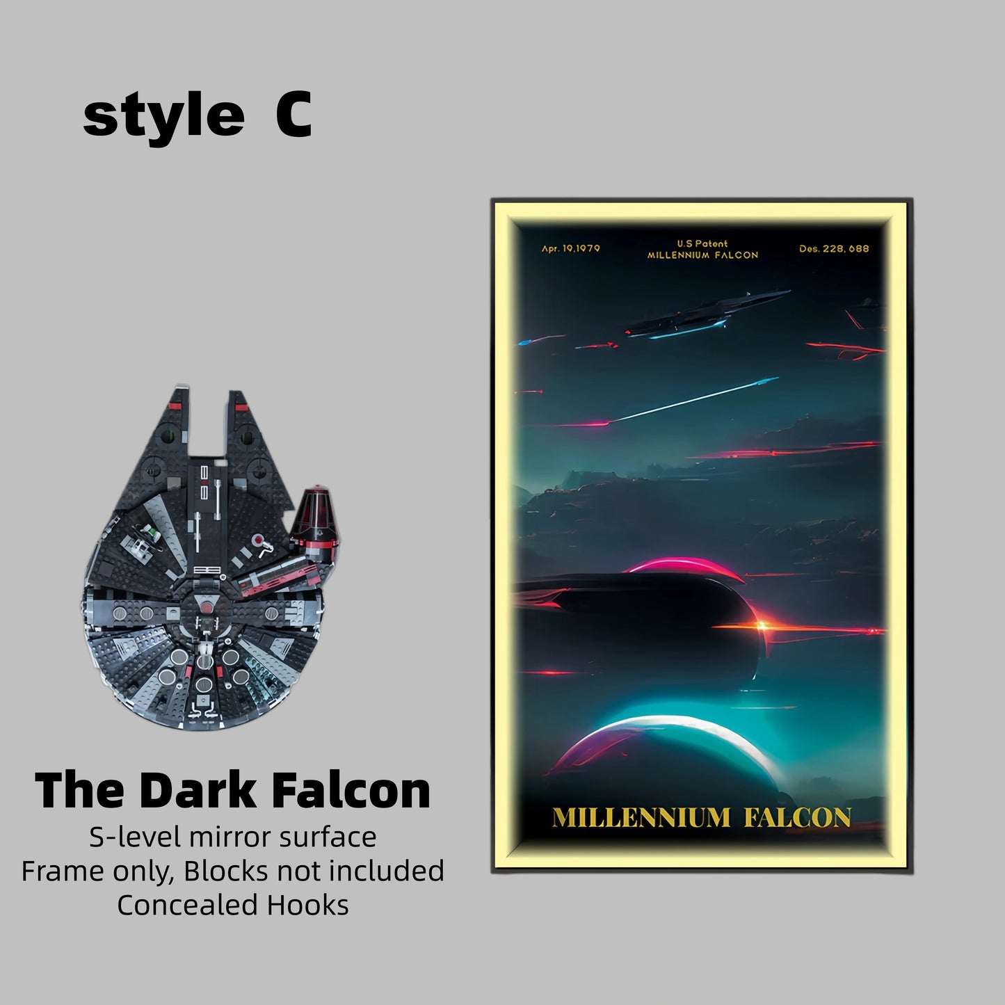 Display frame for LEGO® STAR WARS™ Dark Millennium Falcon 75389(Model Not Included)