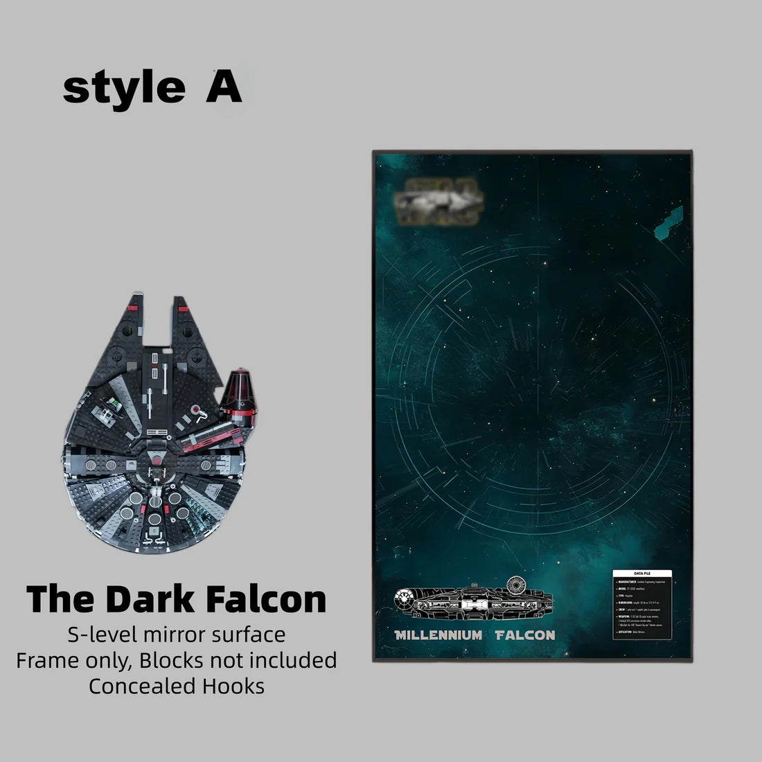 Display frame for LEGO® STAR WARS™ Dark Millennium Falcon 75389(Model Not Included)