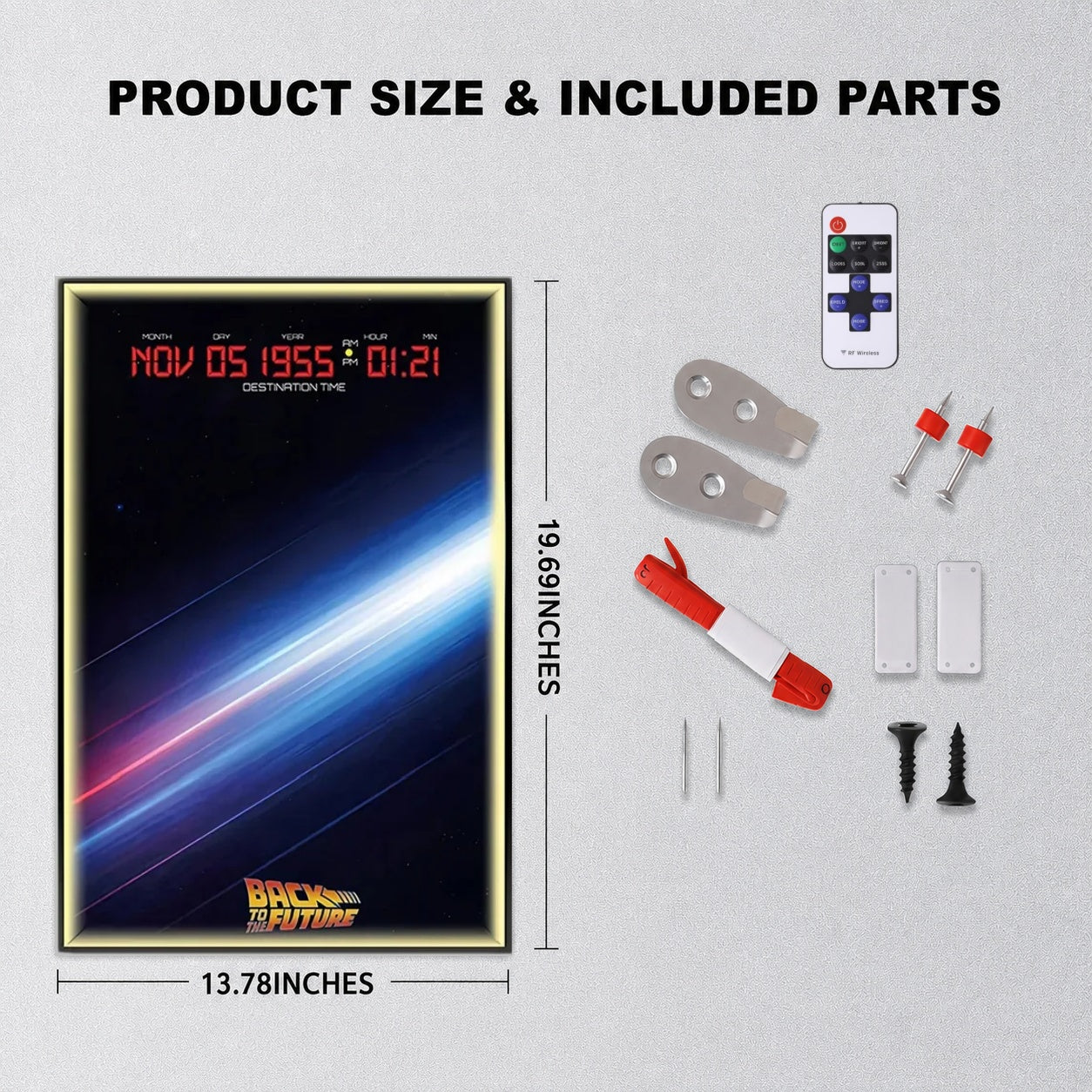 Wall Display frame for LEGO® ICONS™ 10300 Back to the Future Time Machine(Model Not Included)