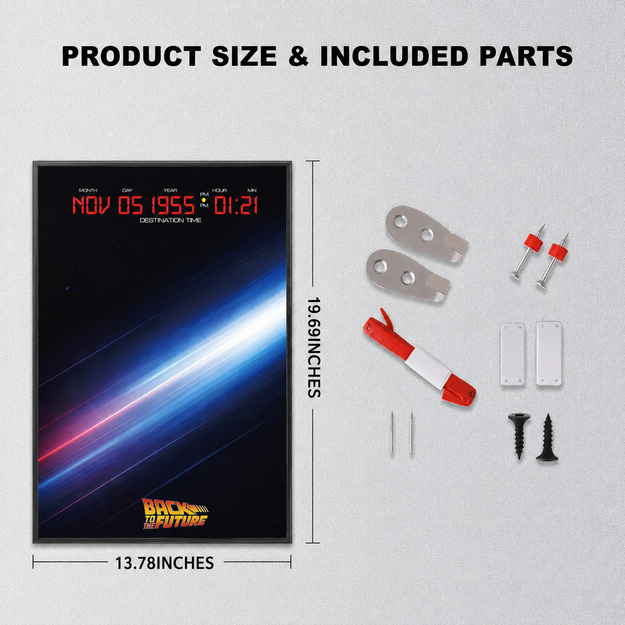 Wall Display frame for LEGO® ICONS™ 10300 Back to the Future Time Machine(Model Not Included)
