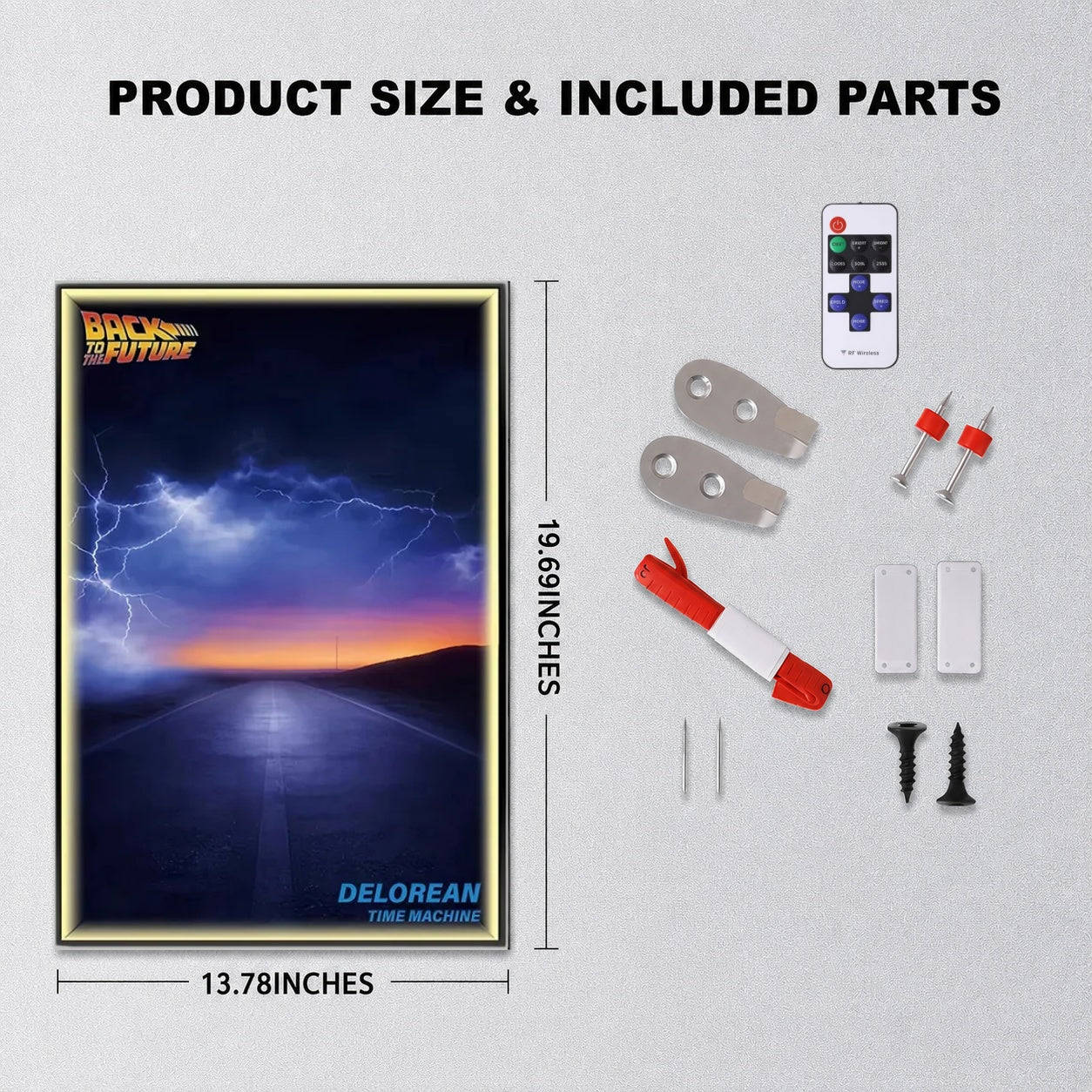 Wall Display frame for LEGO® ICONS™ 10300 Back to the Future Time Machine(Model Not Included)