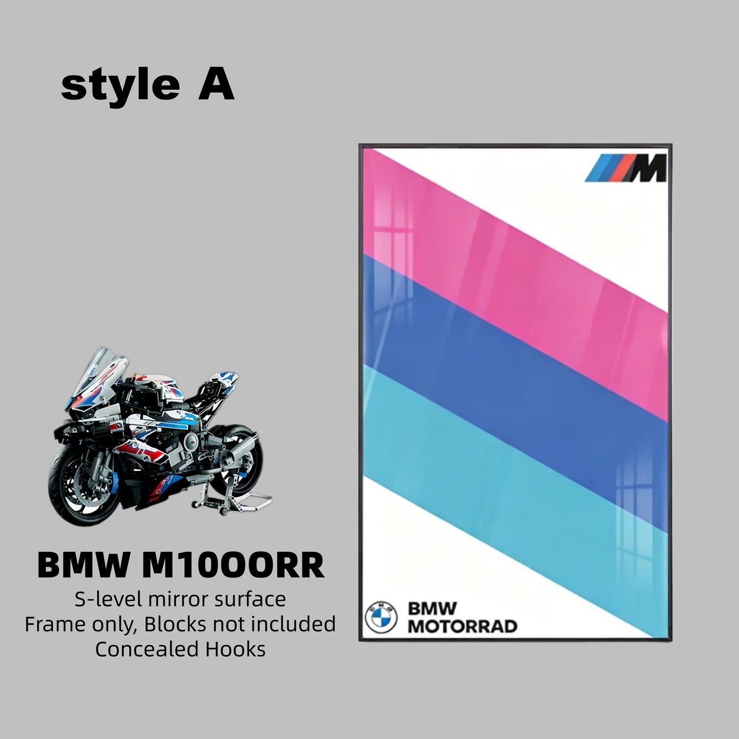 Wall Display Frame For LEGO® TECHNIC™ BMW M1000RR 42130(Model Not Included)