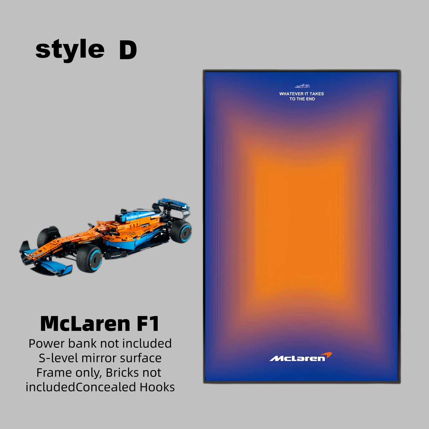 Wall Display Frame For LEGO® TECHNIC™ McLaren F1 42141 (Model Not Included)