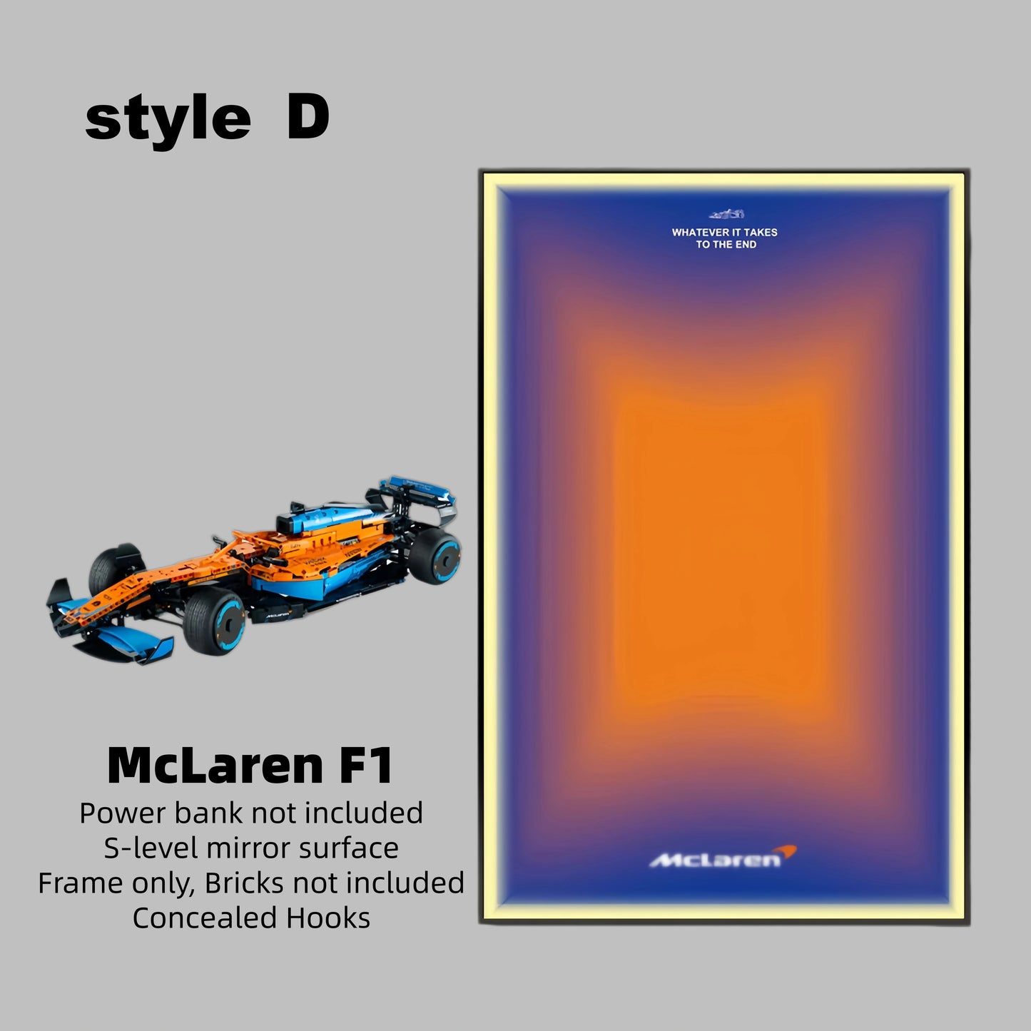 Wall Display Frame For LEGO® TECHNIC™ McLaren F1 42141 (Model Not Included)