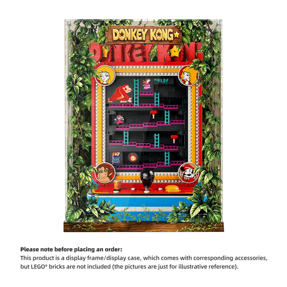 360° Full‑View Display Case for LEGO® 72051 Donkey Kong™ Arcade