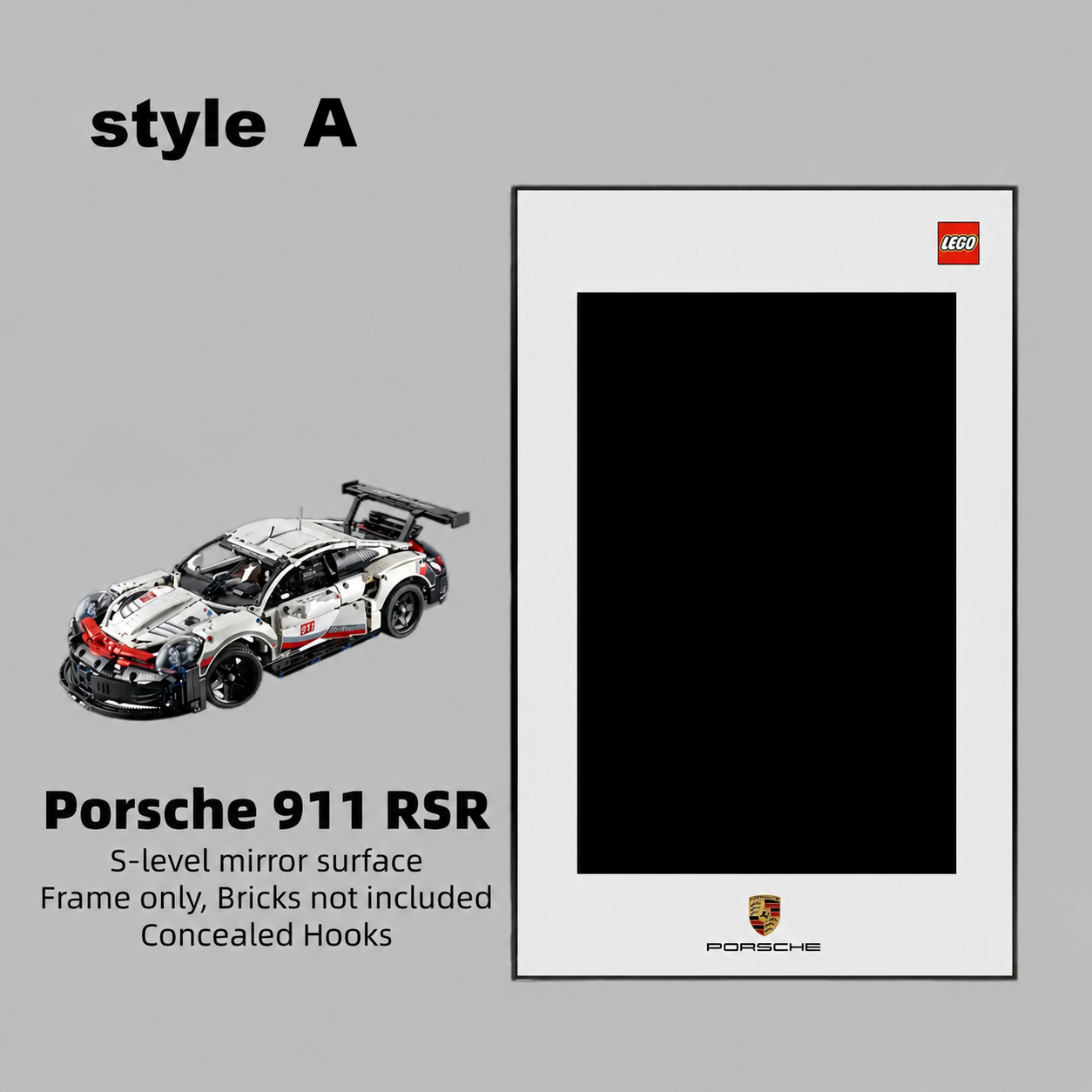 Wall Display Frame For LEGO® TECHNIC™ Porsche 911 RSR 42096(Model Not Included)