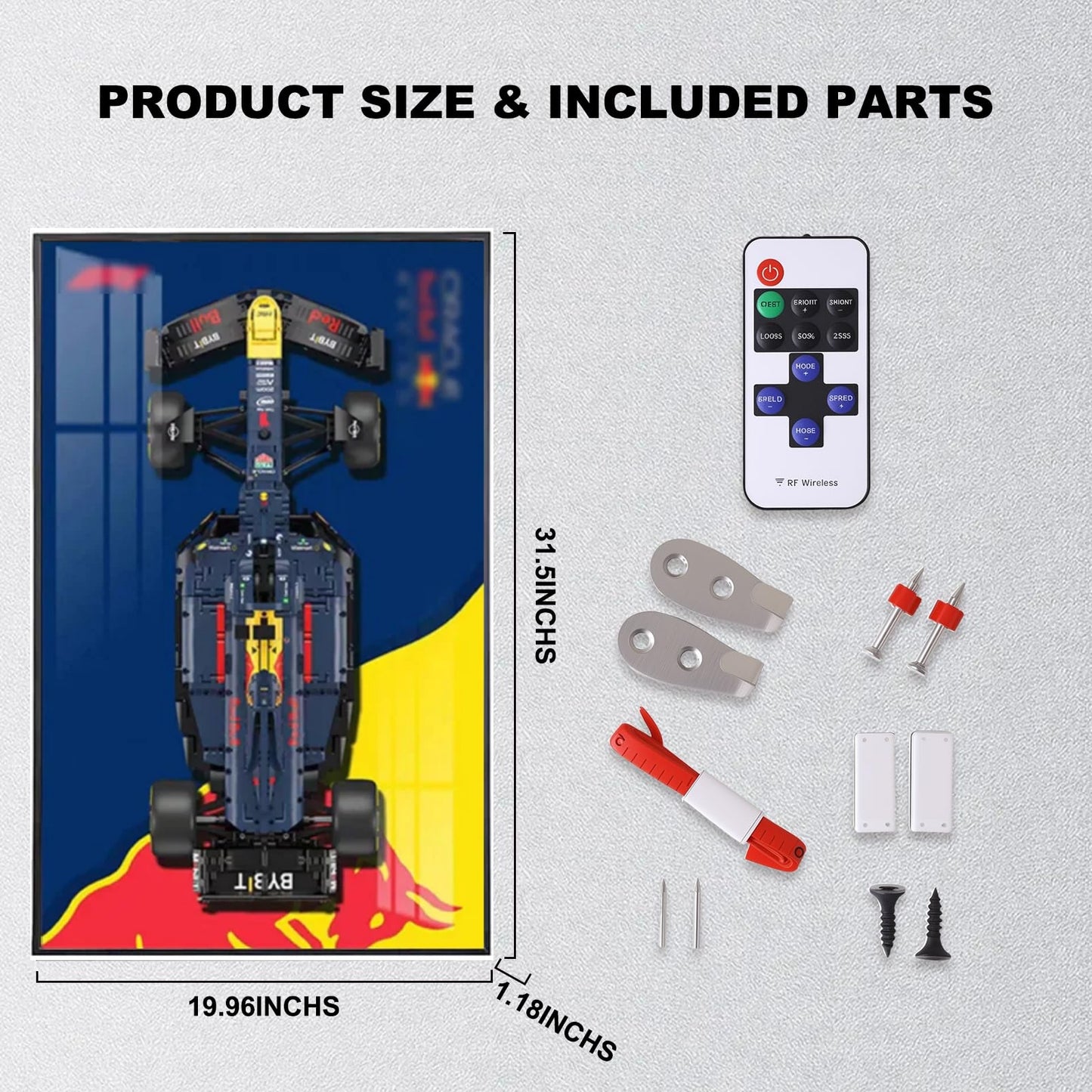 Wall Display Frame For LEGO® TECHNIC™ ORACLE RED BULL RACING RB20 F1 CAR 42206(Model Not Included)