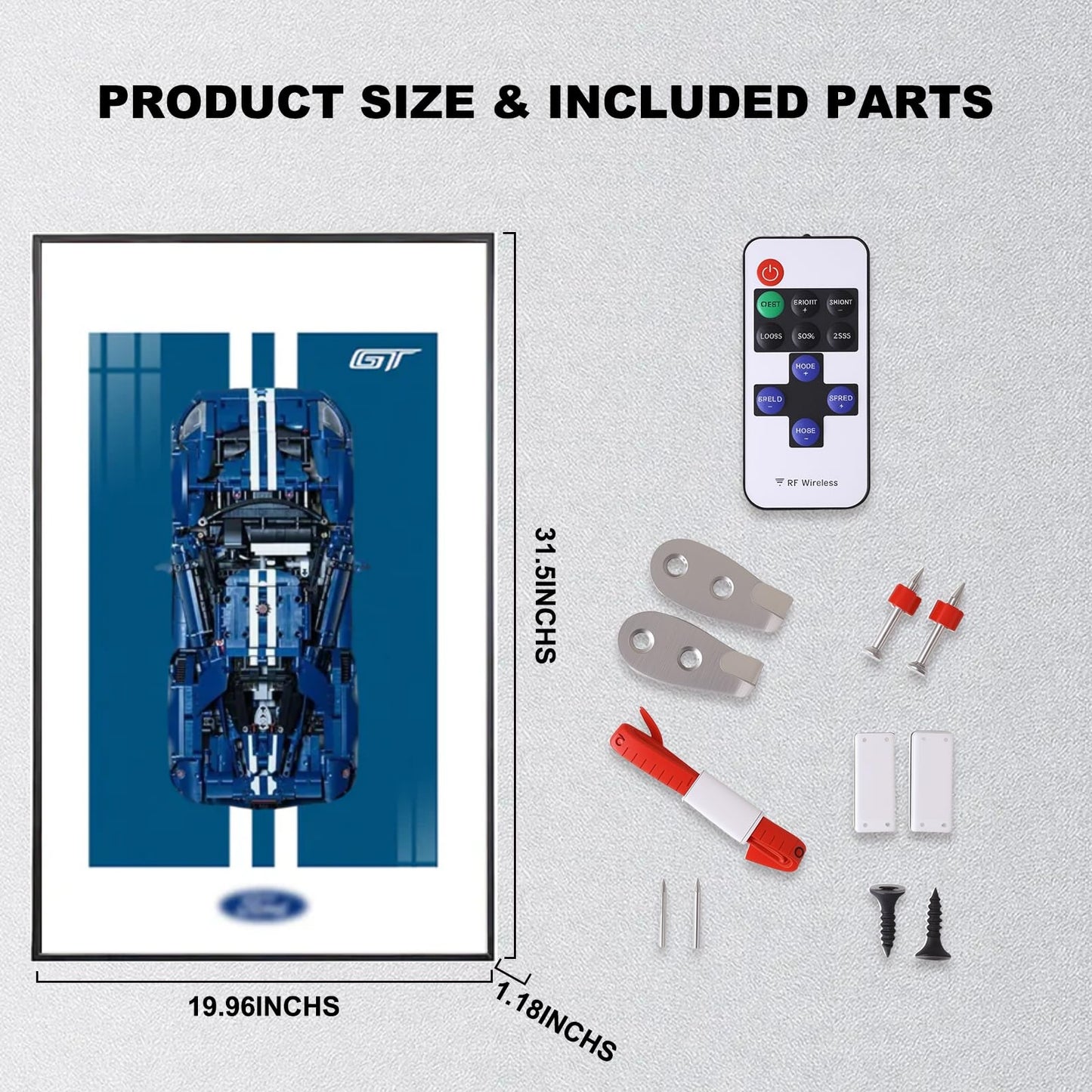Wall Display Frame For LEGO® TECHNIC™ Ford GT 42154(Model Not Included)