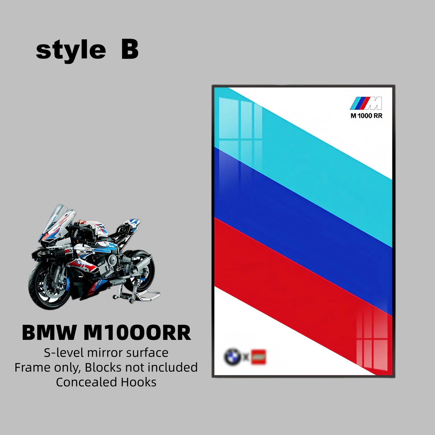 Wall Display Frame For LEGO® TECHNIC™ BMW M1000RR 42130(Model Not Included)