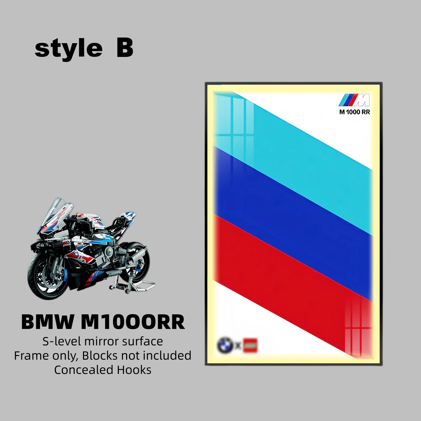 Wall Display Frame For LEGO® TECHNIC™ BMW M1000RR 42130(Model Not Included)