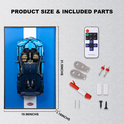 Wall Display Frame  For LEGO® TECHNIC™ BUGATTI CHIRON 42083(Model Not Included)