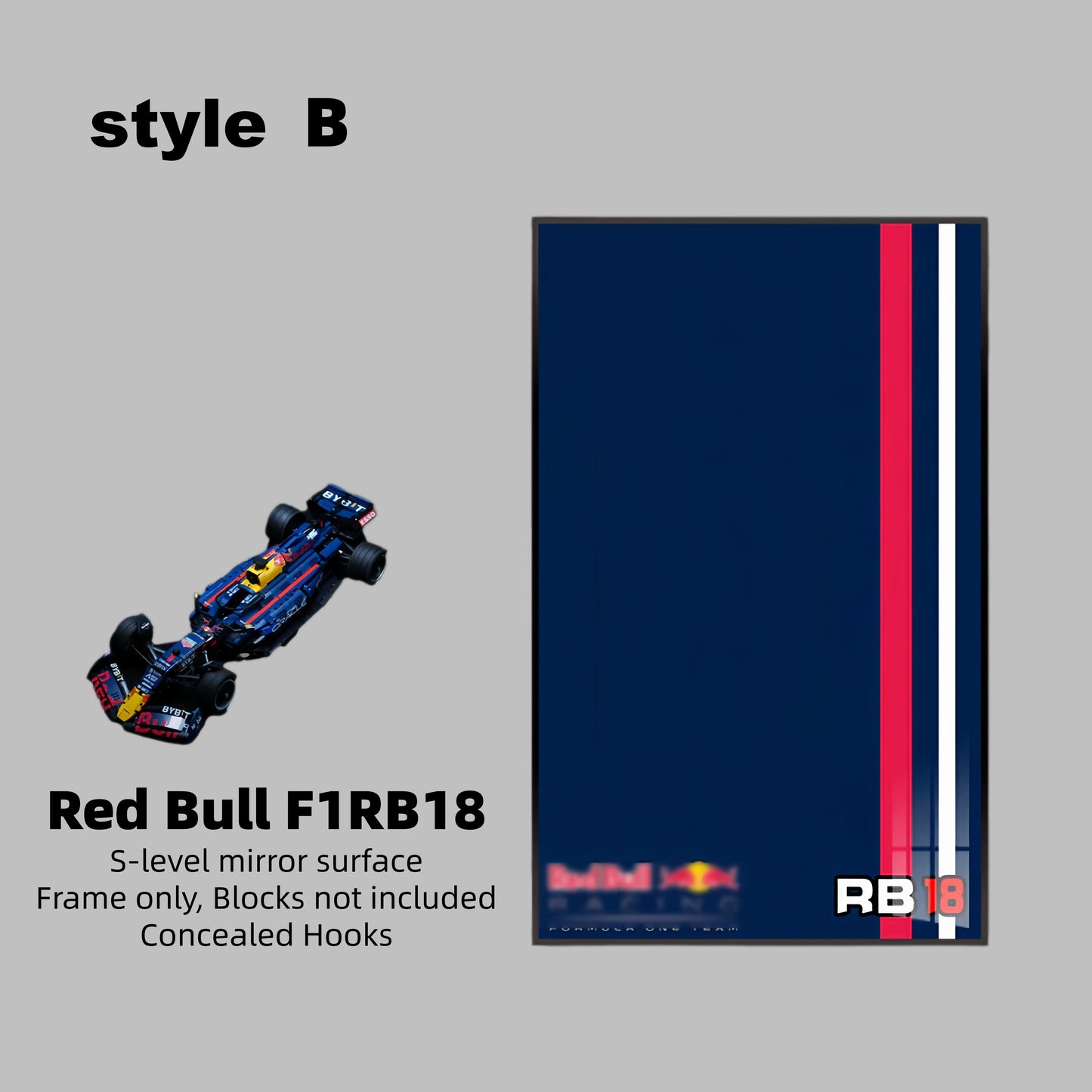 Wall Display Frame For F1 Red Bull RB18 MOC (Model not included)