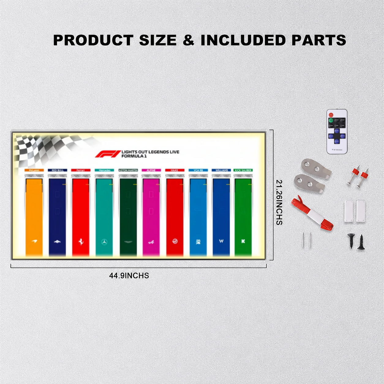 Wall Display Frame for LEGO® F1® Speed Champions F1 Cars Plus(Car not included)