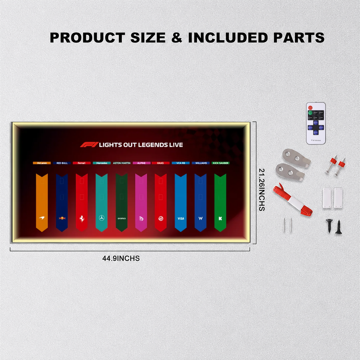 Wall Display Frame for LEGO® F1® Speed Champions F1 Cars Plus(Car not included)