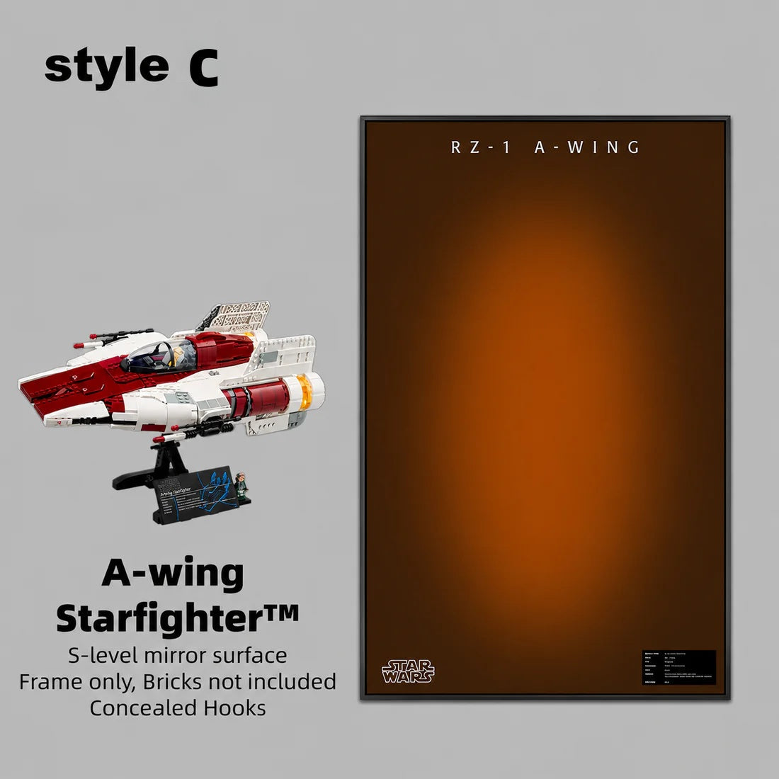 Wall Display frame for LEGO® STAR WARS™ 75275 A-wing Starfighter™(Model Not Included)