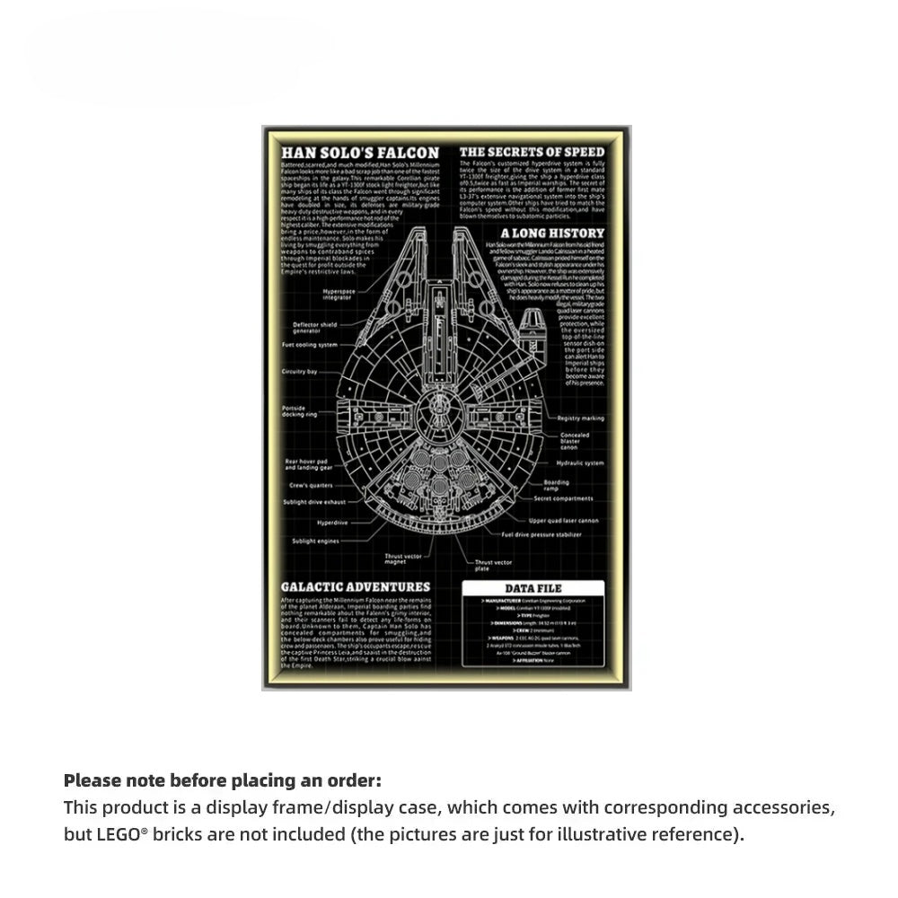 Wall Display frame for LEGO® Star Wars™ 75375 Millennium Falcon™(Model Not Included)