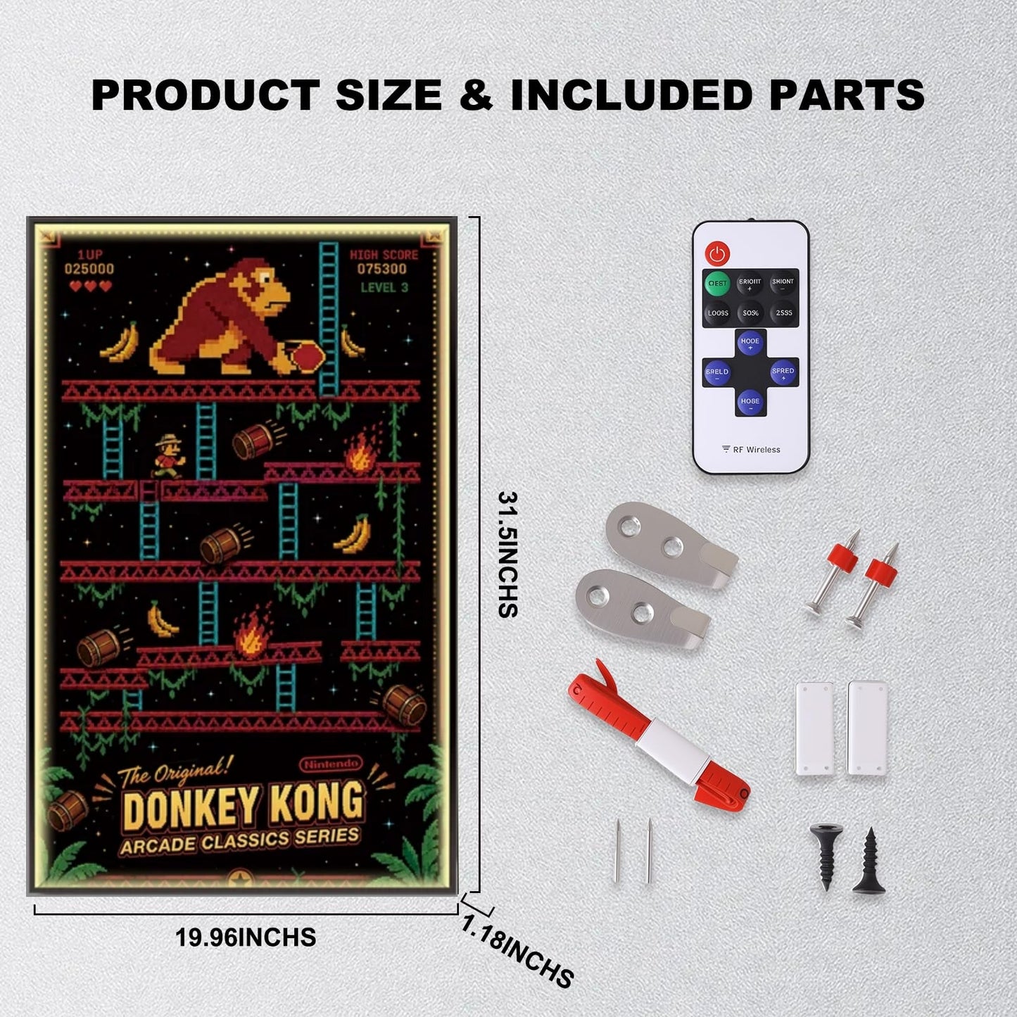Wall Display Frame For LEGO® Super Mario™ 72051 Donkey Kong™ Arcade (Model not included)