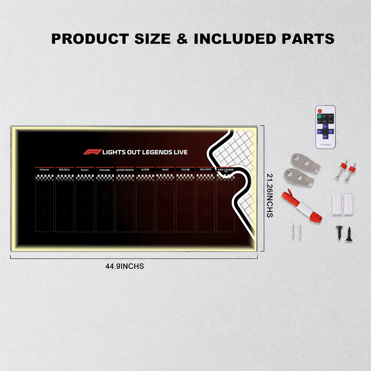 Wall Display Frame for LEGO® F1® Speed Champions F1 Cars Plus(Car not included)