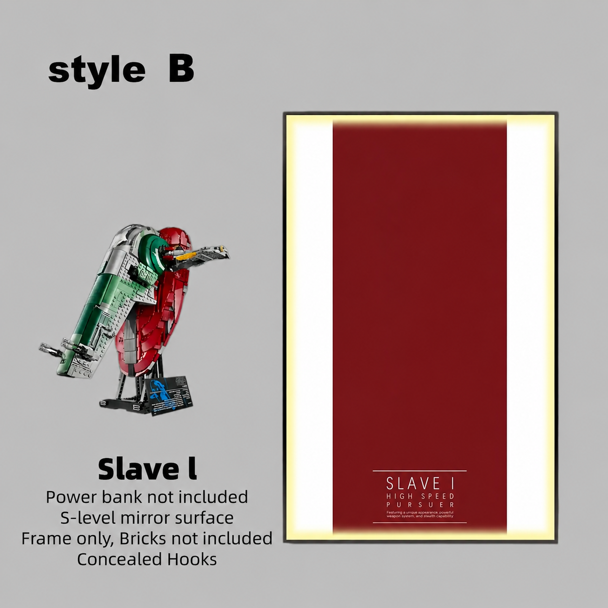 Wall Display frame for LEGO® STAR WARS™ 75060 Slave I(Model Not Included)