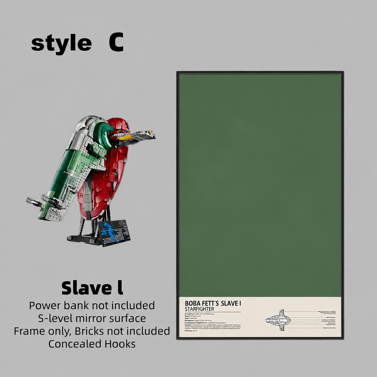 Wall Display frame for LEGO® STAR WARS™ 75060 Slave I(Model Not Included)