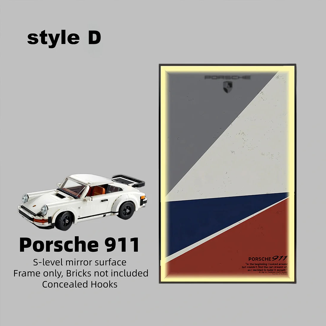 Wall Display Frame for LEGO® ICONS Porsche 911 10295(Model Not Included)