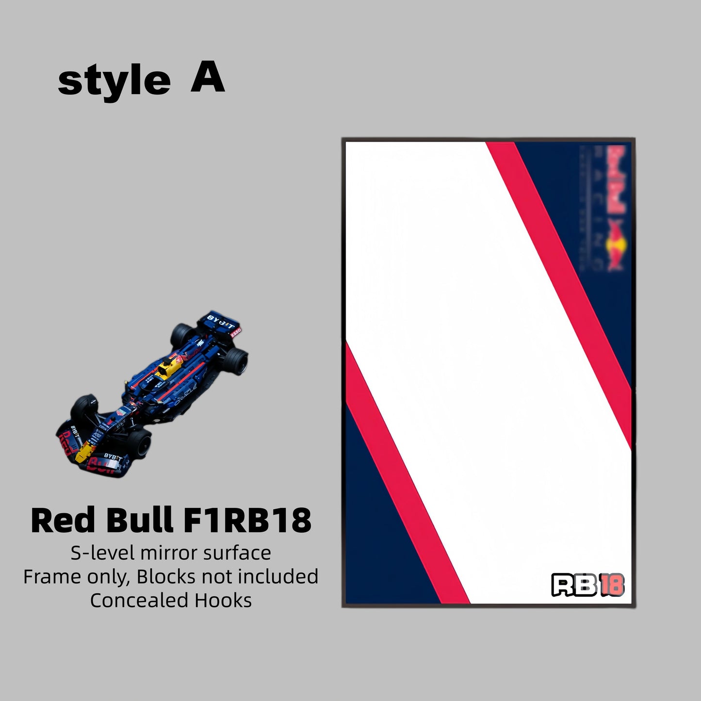Wall Display Frame For F1 Red Bull RB18 MOC (Model not included)