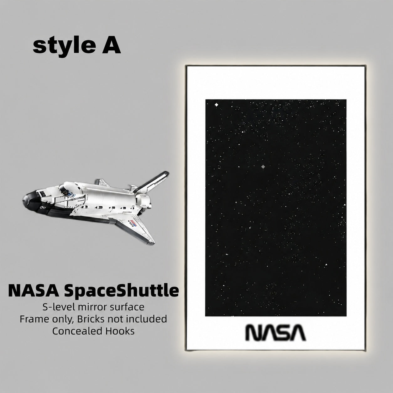 Wall Display Frame for LEGO® ICONS NASA Space Shuttle 10283(Model Not Included)