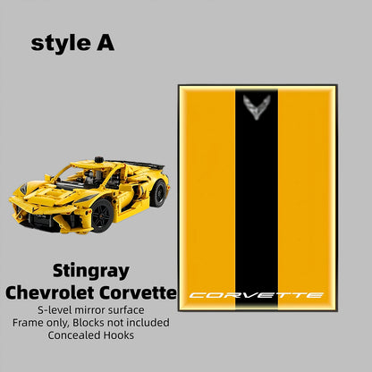Wall Display Frame For LEGO® TECHNIC™ Chevrolet Corvette Stingray Mid-Size Car 42205 (Model Not Included)