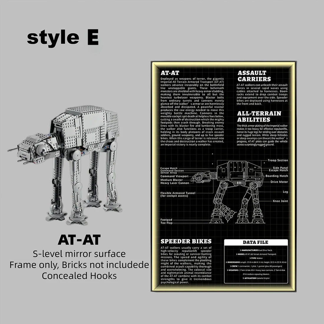 Wall Display Frame For LEGO® STAR WARS™ AT-AT™ 75288 (Model not included)