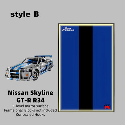 Wall Display Frame For LEGO® TECHNIC 42210 2 FAST 2 FURIOUS NISSAN SKYLINE GT-R (R34) CAR(Model Not Included)