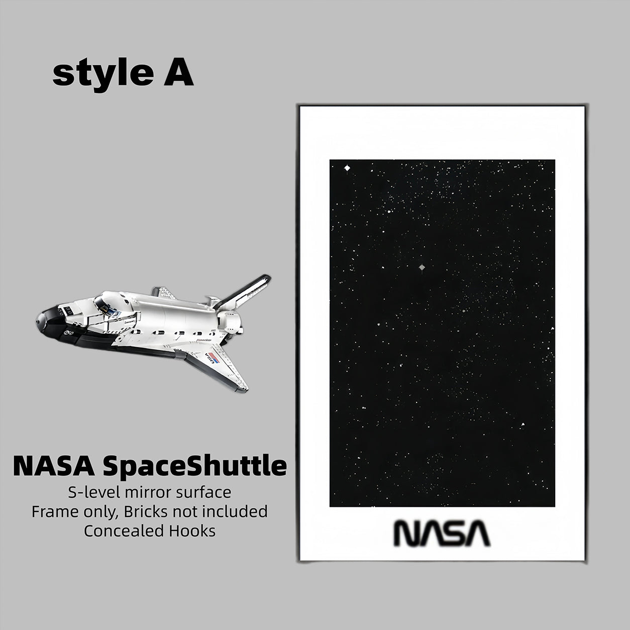 Wall Display Frame for LEGO® ICONS NASA Space Shuttle 10283(Model Not Included)