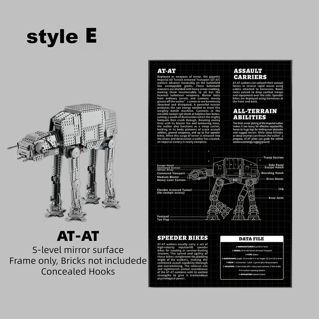 Wall Display Frame For LEGO® STAR WARS™ AT-AT™ 75288 (Model not included)