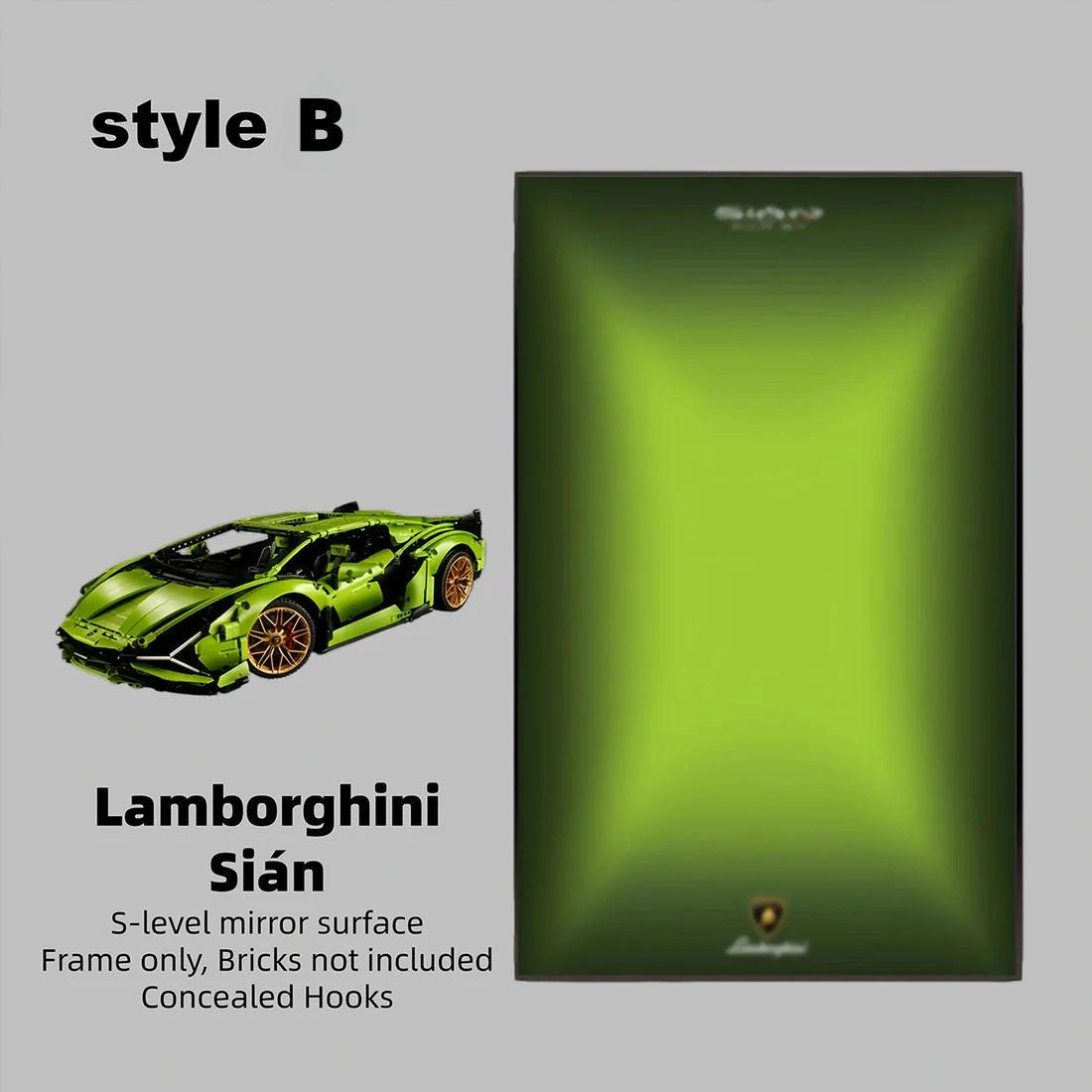 Wall Display Frame  for LEGO® TECHNIC™ Lamborghini Sián FKP 37 42115(Model Not Included)