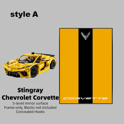 Wall Display Frame For LEGO® TECHNIC™ Chevrolet Corvette Stingray Mid-Size Car 42205 (Model Not Included)