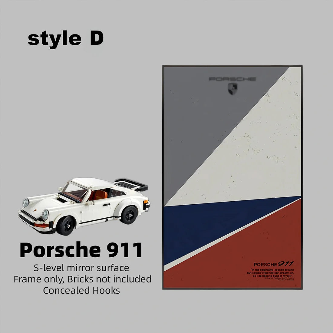 Wall Display Frame for LEGO® ICONS Porsche 911 10295(Model Not Included)