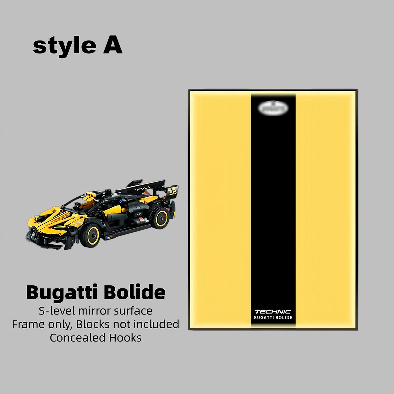 Wall Display Frame For LEGO® TECHNIC™ Bugtti Bolide Mid-Size CAR 42151(Model Not Included)