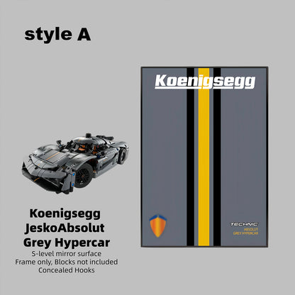 Wall Display Frame For  LEGO® TECHNIC™ Koenigsegg Jesko Absolut Grey Hypercar MID-SIZE CAR 42173 (Model Not Included)
