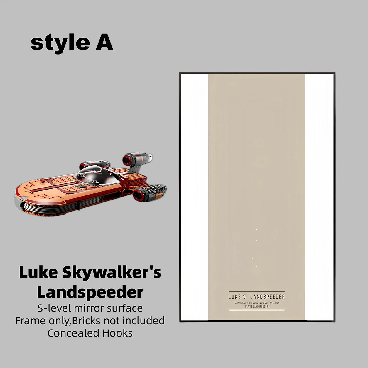 Wall Display Frame for LEGO® Star Wars 75341 Luke Skywalker’s Landspeeder™(Model Not Included)