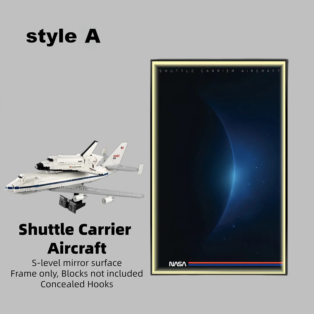 Wall Display Frame for LEGO® ICONS  Shuttle Carrier Aircraft 10360 (Model Not Included)