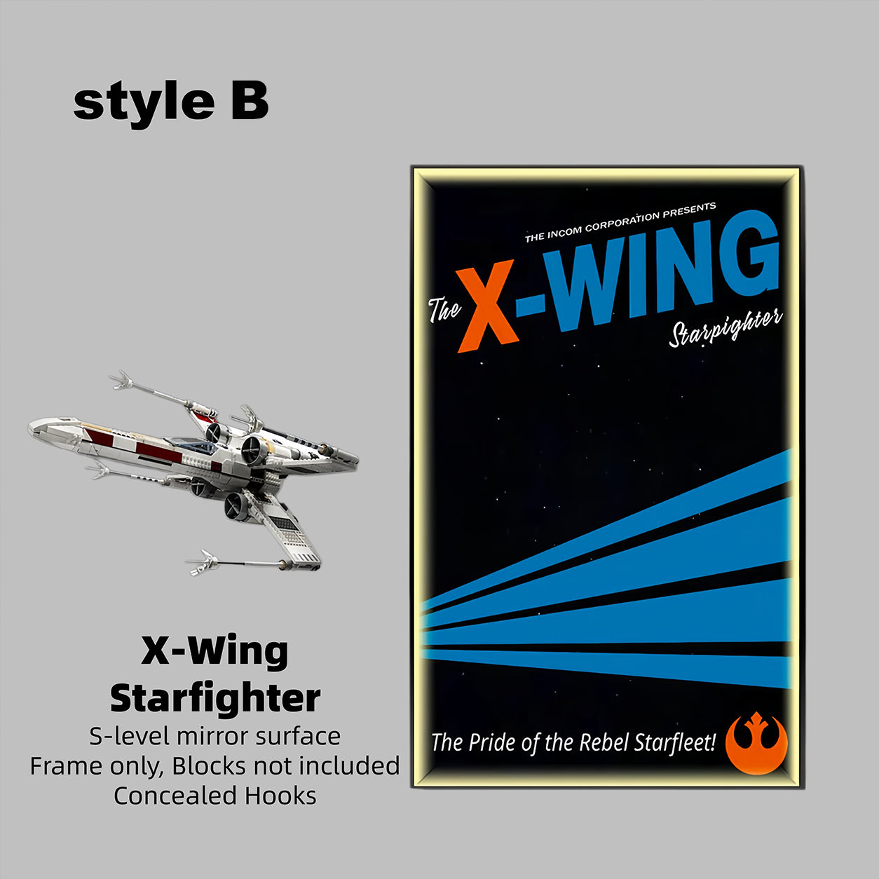 Wall Display Frame for LEGO® 75355 Star Wars™ X-Wing Starfighter™(Model Not Included)