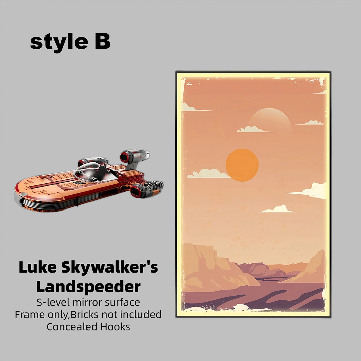 Wall Display Frame for LEGO® Star Wars Luke Skywalker’s Landspeeder™75341(Model Not Included)