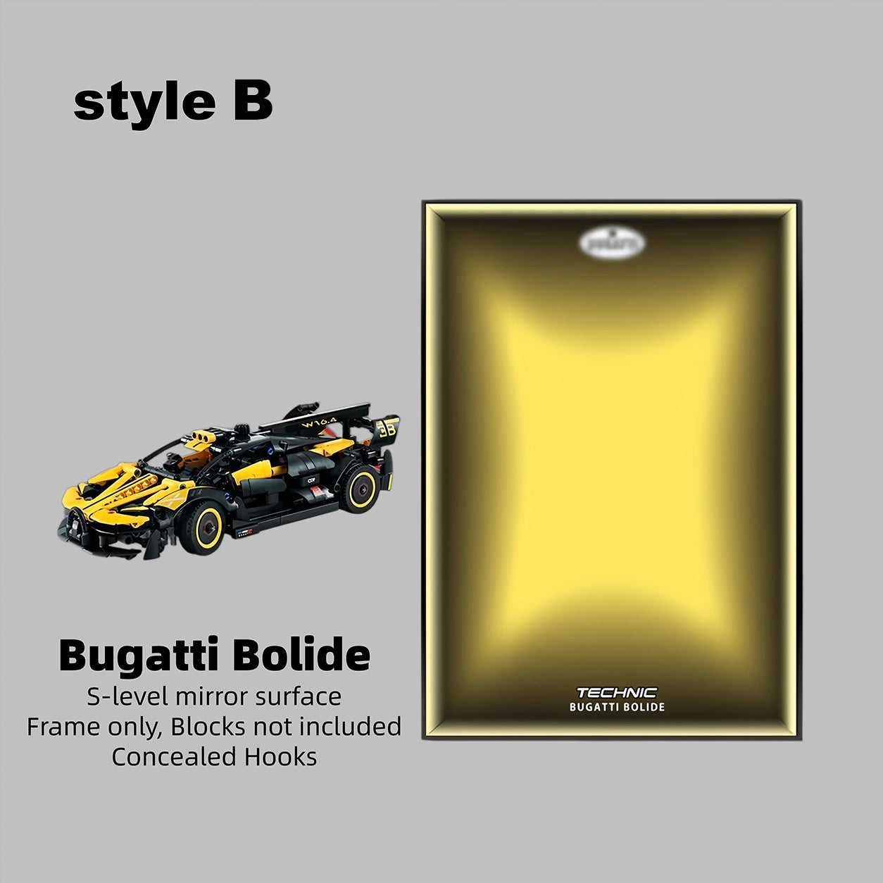 Wall Display Frame For LEGO® TECHNIC™ Bugtti Bolide Mid-Size CAR 42151(Model Not Included)